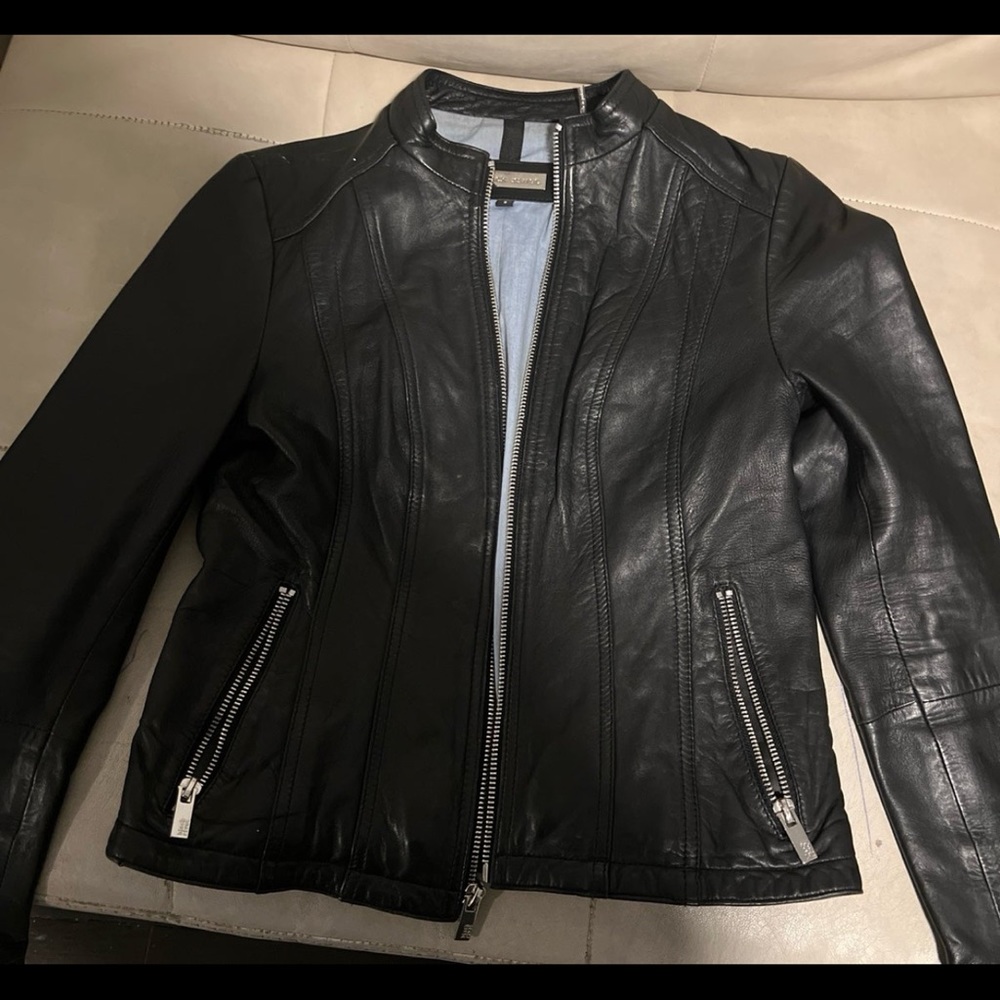 Black rivet Leather Jacket